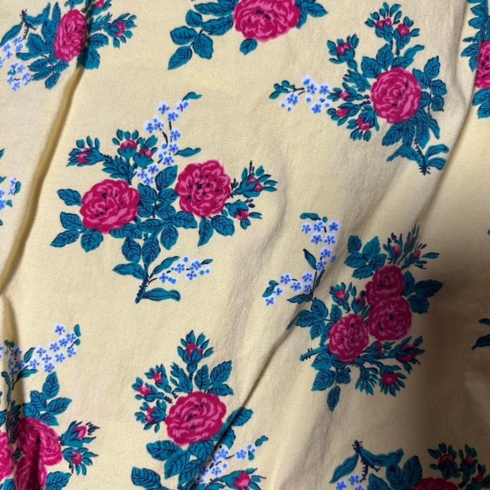 Lauren Ralph Lauren Crop Pants Yellow Floral Rose Cottage Core Women's Size 14 - Picture 3 of 4